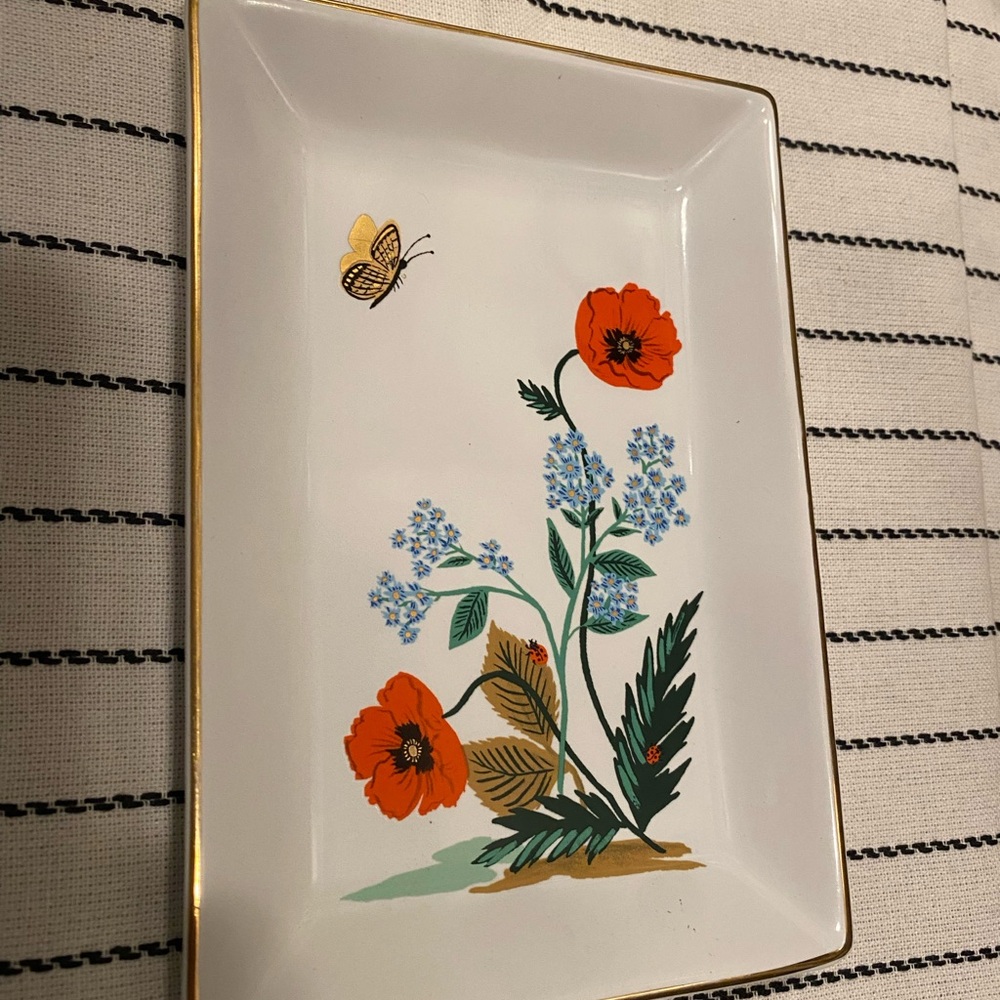 Rifle Paper Co. Rectangular Tray with Gold Accents